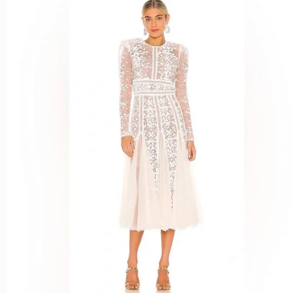 Bronx and Banco Megan Bridal Midi Dress in White